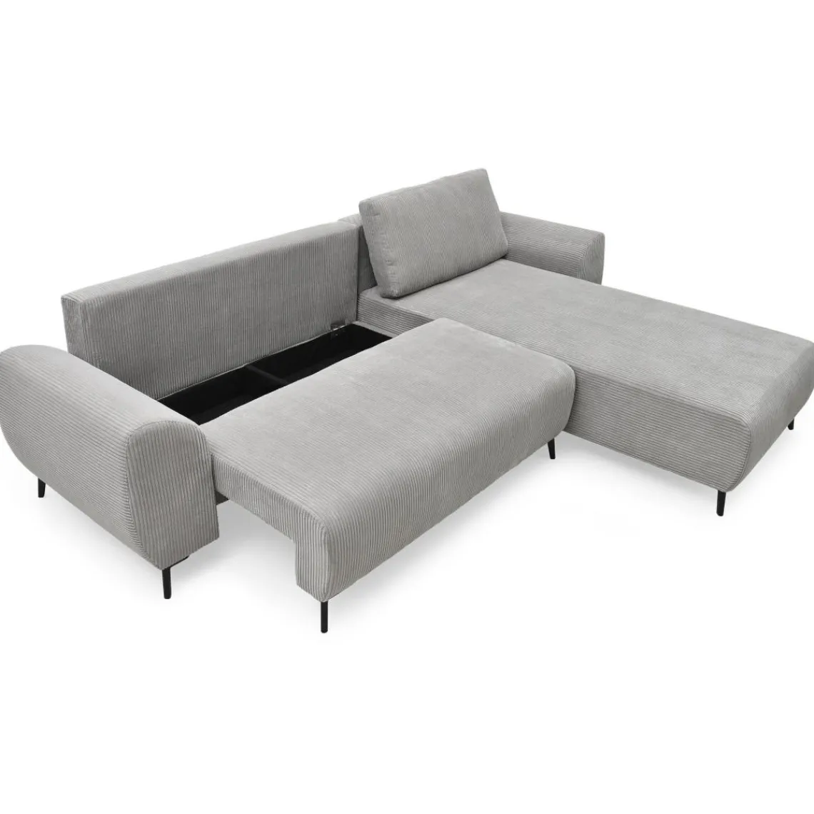 3S. x Home Canapé convertible avec angle à droite Paolo Velours côtelé Gris Online