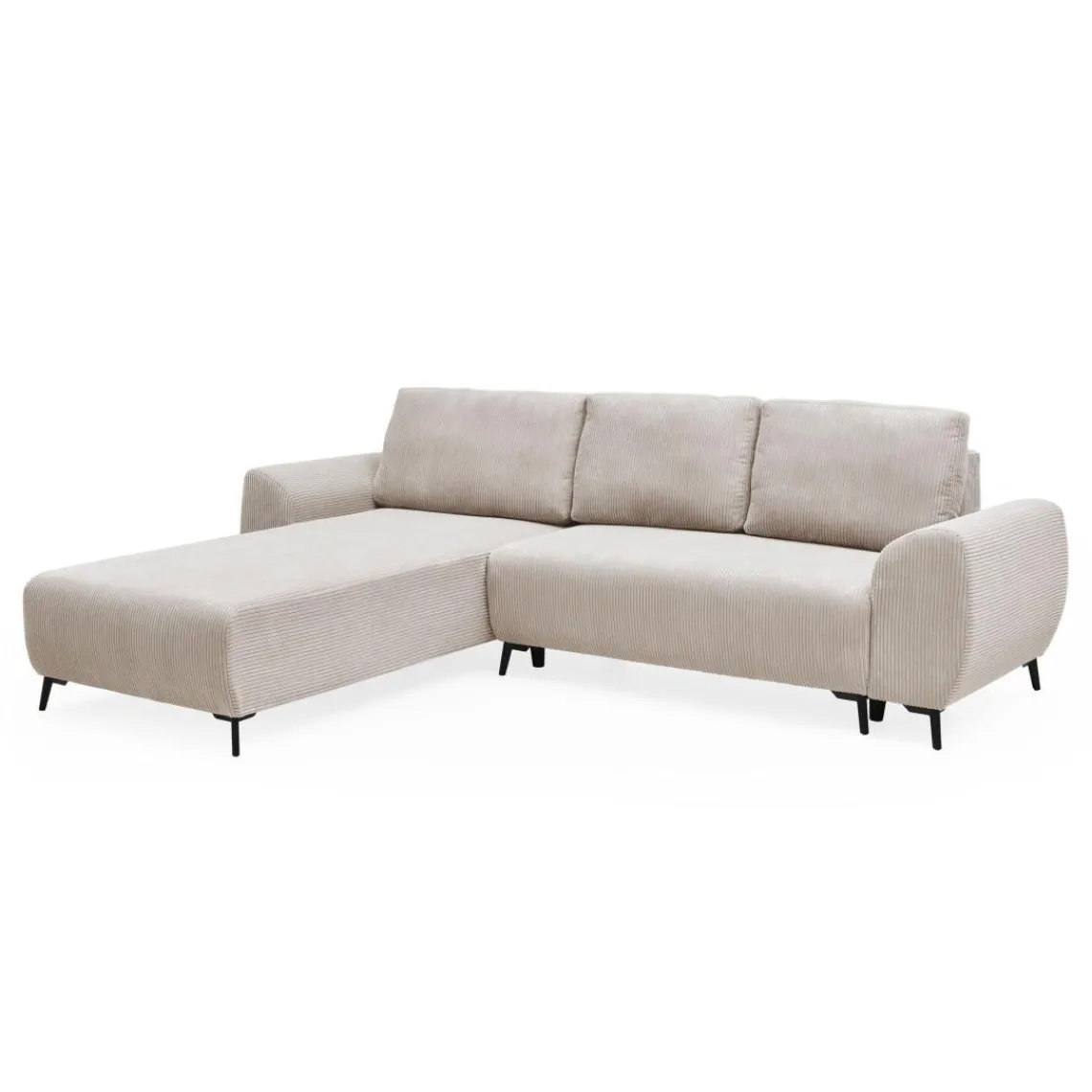 3S. x Home Canapé convertible avec angle réversible Paolo Velours côtelé Beige Clearance