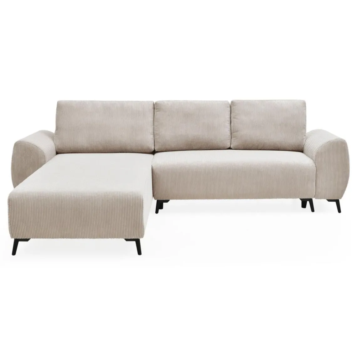 3S. x Home Canapé convertible avec angle réversible Paolo Velours côtelé Beige Clearance