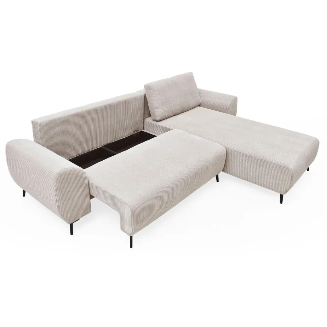 3S. x Home Canapé convertible avec angle réversible Paolo Velours côtelé Beige Clearance