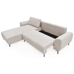 3S. x Home Canapé convertible avec angle à gauche Paolo Velours côtelé Beige Clearance