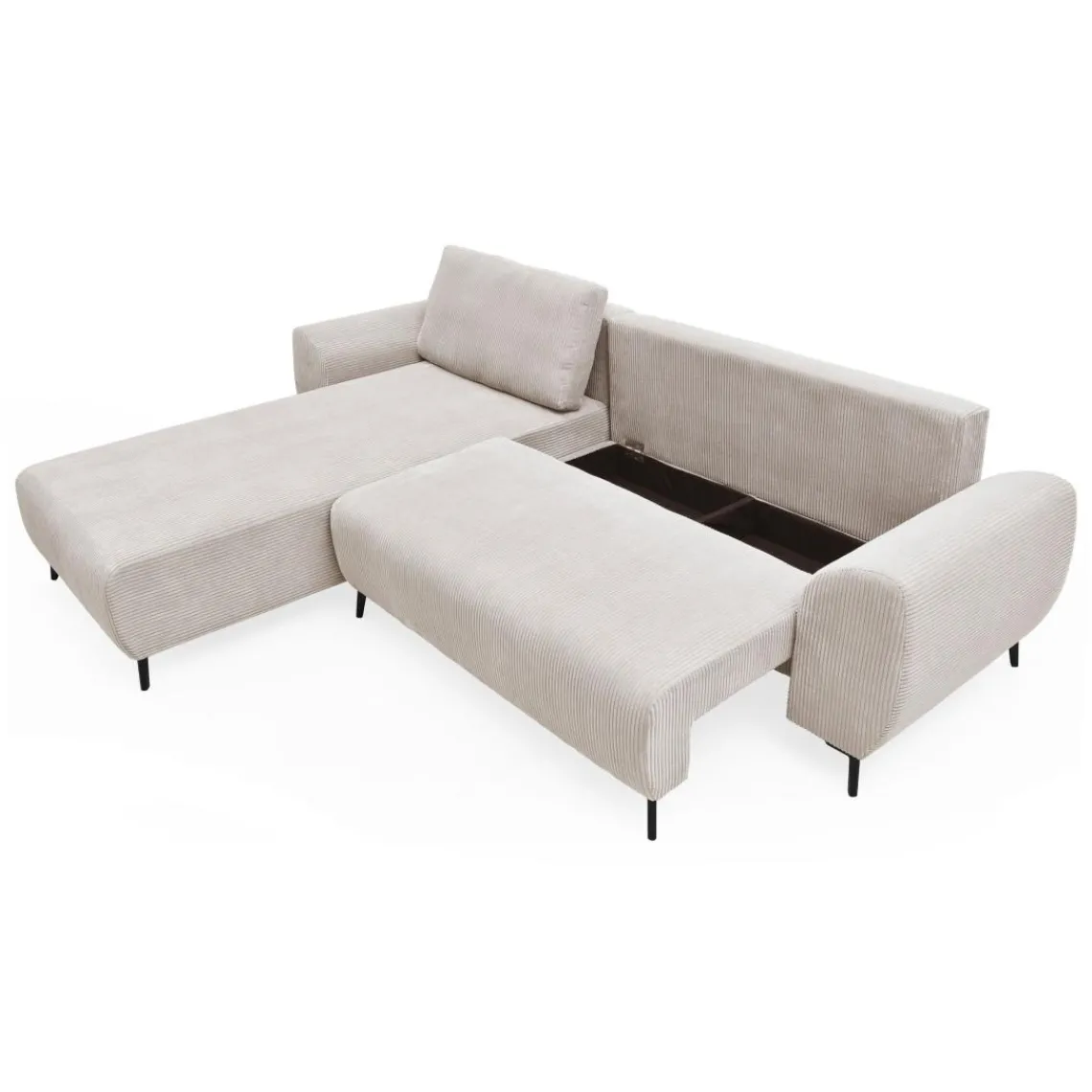 3S. x Home Canapé convertible avec angle à gauche Paolo Velours côtelé Beige Clearance