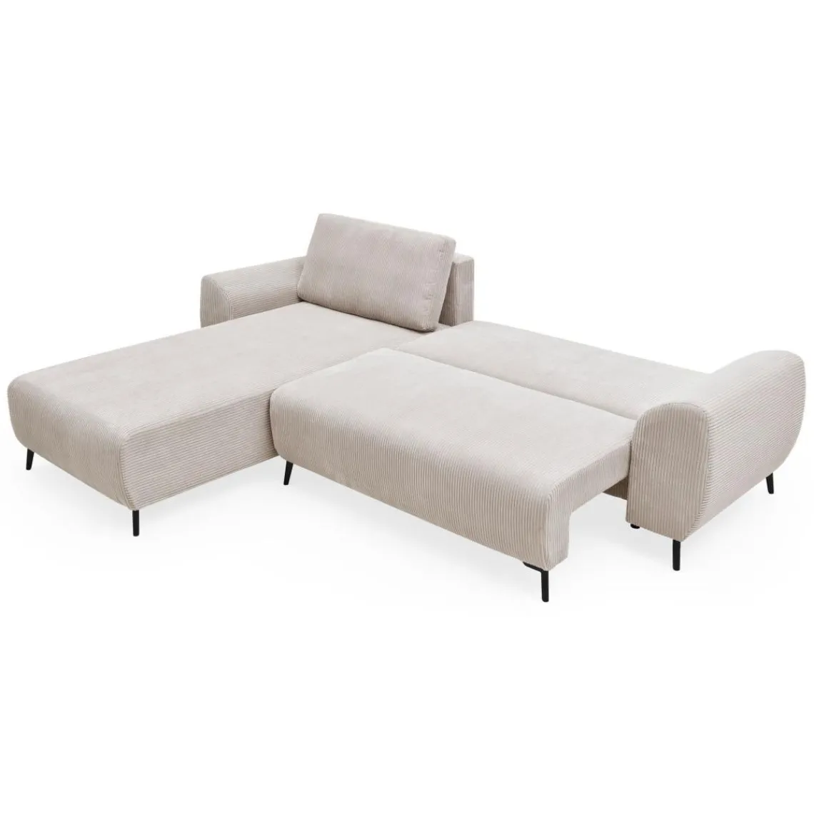 3S. x Home Canapé convertible avec angle à gauche Paolo Velours côtelé Beige Clearance