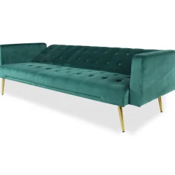 3S. x Home Canapé Conible Clic-Clac JUICY Velours Vert Discount