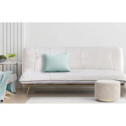 3S. x Home Canapé Convertible Clic-Clac BRICE Velours Beige Best