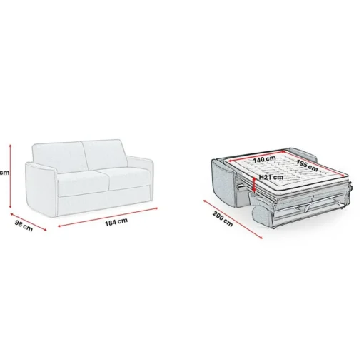 3S. x Home Canapé convertible express 3 places SOFIA Beige New