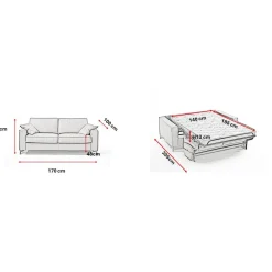 3S. x Home Canapé convertible express 3 places CARLA Bleu New