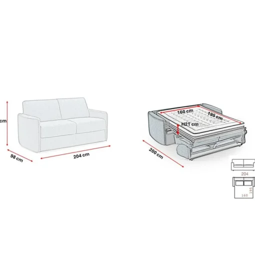 3S. x Home Canapé convertible express 3 places SOFIA Gris Discount