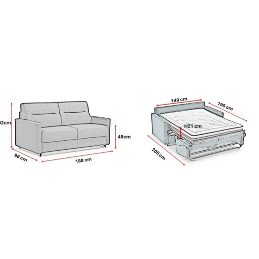 3S. x Home Canapé convertible express 3 places GIORGIA Gris New