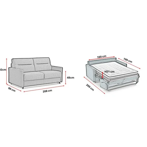 3S. x Home Canapé convertible express 3 places GIORGIA Gris New