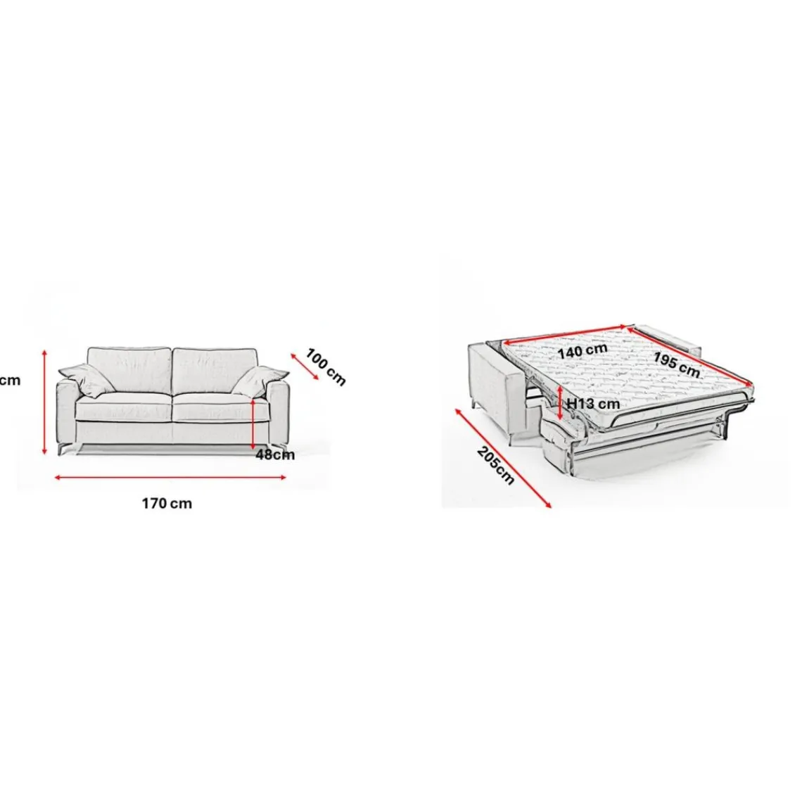 3S. x Home Canapé convertible express 3 places CARLA Beige Online