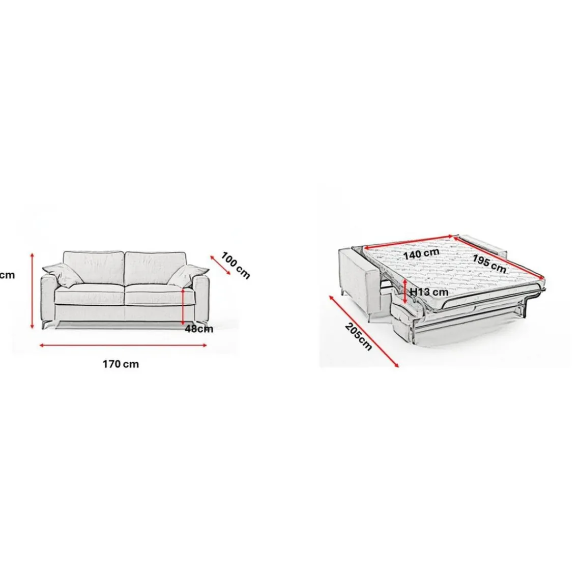 3S. x Home Canapé convertible express 3 places CARLA Beige Online