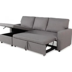 3S. x Home Canapé d'angle convertible BALEARES Tissu Gris clair New