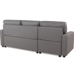 3S. x Home Canapé d'angle convertible BALEARES Tissu Gris clair New