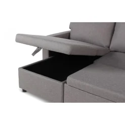 3S. x Home Canapé d'angle convertible BALEARES Tissu Gris clair New