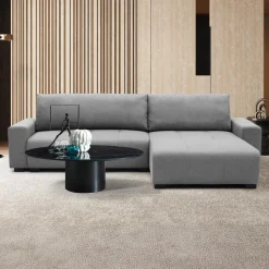 3S. x Home Canapé d'angle convertible élégant Malone Tissu Gris Sale