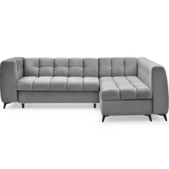 3S. x Home Canapé d'angle convertible Chessy Velours Gris New