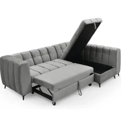 3S. x Home Canapé d'angle convertible Chessy Velours Gris New