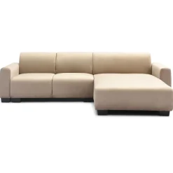 3S. x Home Canapé d'angle moderne Wallis Velours Taupe Outlet