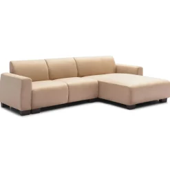 3S. x Home Canapé d'angle moderne Wallis Velours Taupe Outlet