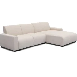 3S. x Home Canapé d'angle moderne Wallis Velours côtelé Crème