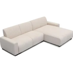 3S. x Home Canapé d'angle moderne Wallis Velours côtelé Crème