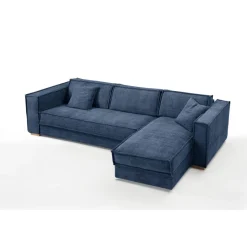 3S. x Home Canapé d'angle reversible convertible express avec méridienne coffre ISABELLA Angle Bleu