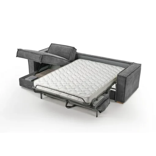 3S. x Home Canapé d'angle reversible convertible express avec méridienne coffre ISABELLA Angle Gris anthracite Hot