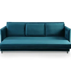 3S. x Home Canapé en Velours Bleu 3 Places Convertible BASICS Outlet