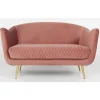3S. x Home Canapé en Velours Rose et Piètement Or 2 Places RICHIE Best