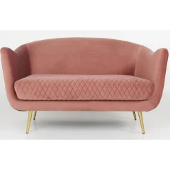 3S. x Home Canapé en Velours Rose et Piètement Or 2 Places RICHIE Best
