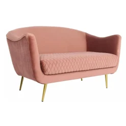 3S. x Home Canapé en Velours Rose et Piètement Or 2 Places RICHIE Best