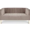3S. x Home Canapé moderne 2 places à coutures verticales Sacramento Velours Taupe New