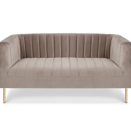 3S. x Home Canapé moderne 2 places à coutures verticales Sacramento Velours Taupe New