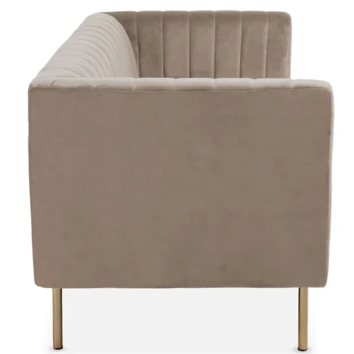 3S. x Home Canapé moderne 2 places à coutures verticales Sacramento Velours Taupe New