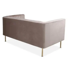 3S. x Home Canapé moderne 2 places à coutures verticales Sacramento Velours Taupe New