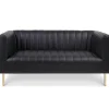 3S. x Home Canapé moderne 2 places à coutures verticales Sacramento Simili Noir Online