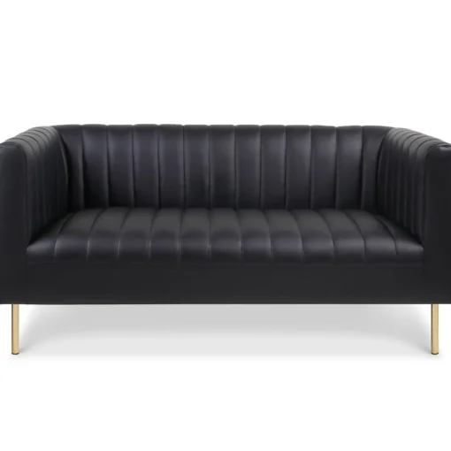 3S. x Home Canapé moderne 2 places à coutures verticales Sacramento Simili Noir Online