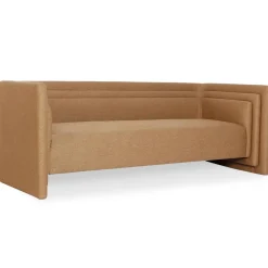 3S. x Home Canapé moderne 3 places style cubique Fredonia Tissu Marron New