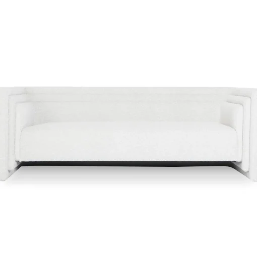 3S. x Home Canapé moderne 3 places style cubique Fredonia Tissu bouclette Crème Discount
