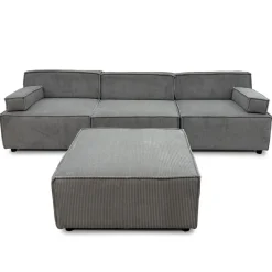 3S. x Home Canapé modulable Benoit Velours côtelé Gris Clearance