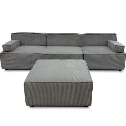 3S. x Home Canapé modulable Benoit Velours côtelé Gris Clearance