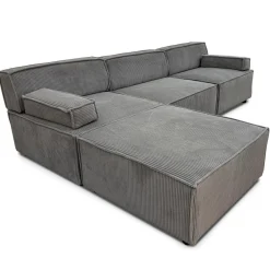 3S. x Home Canapé modulable Benoit Velours côtelé Gris Clearance