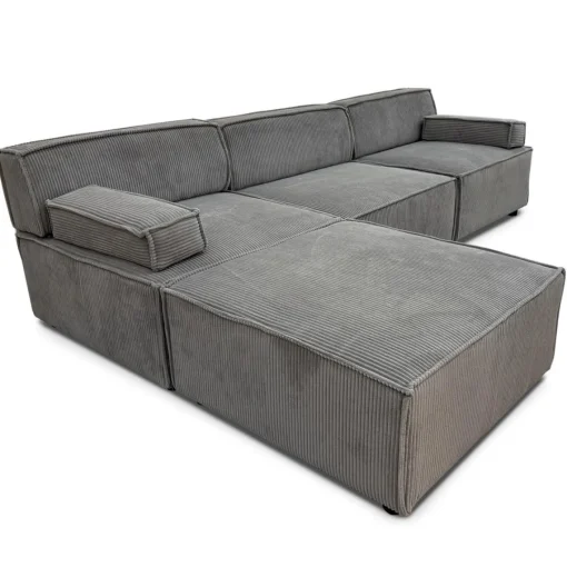 3S. x Home Canapé modulable Benoit Velours côtelé Gris Clearance