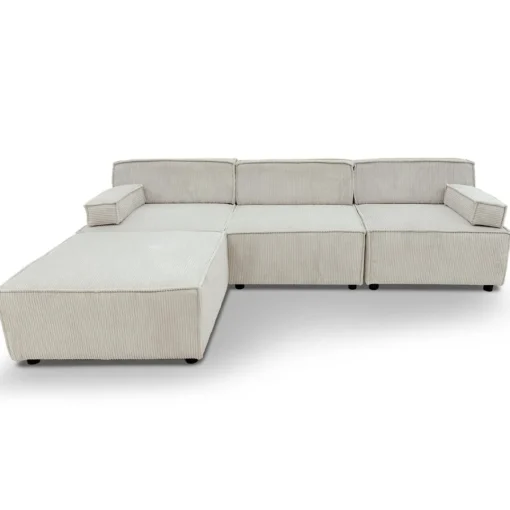 3S. x Home Canapé modulable Benoit Velours côtelé Crème New
