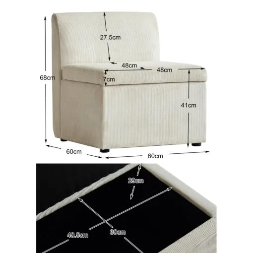 3S. x Home Canapé modulable VARDE design scandinave raffiné en velours côtelé avec mousse Online