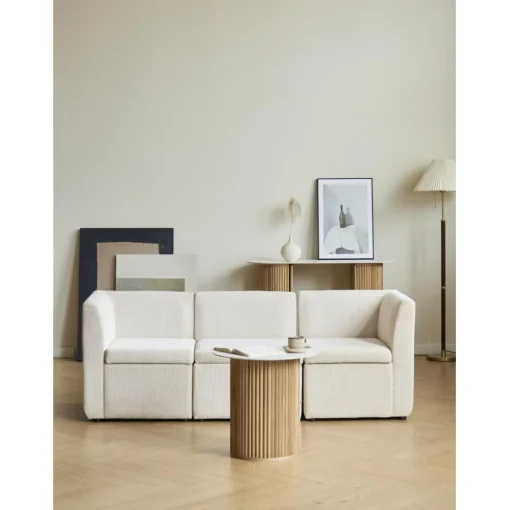 3S. x Home Canapé modulable VARDE design scandinave en velours côtelé avec mousse de densité supérie Sale