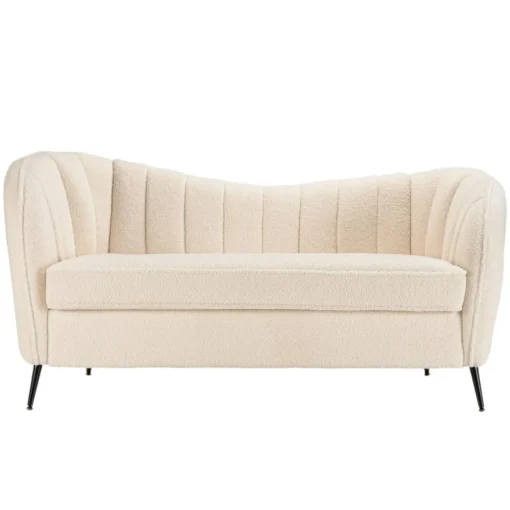 Macabane Canapé vague 2 places tissu bouclette écru LEOPOLD Beige