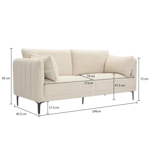 3S. x Home Canape 3 places en Metal blanc Outlet