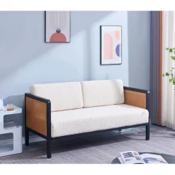 Nordlys Canape 2/3 Places en Metal Cannage Blanc Discount